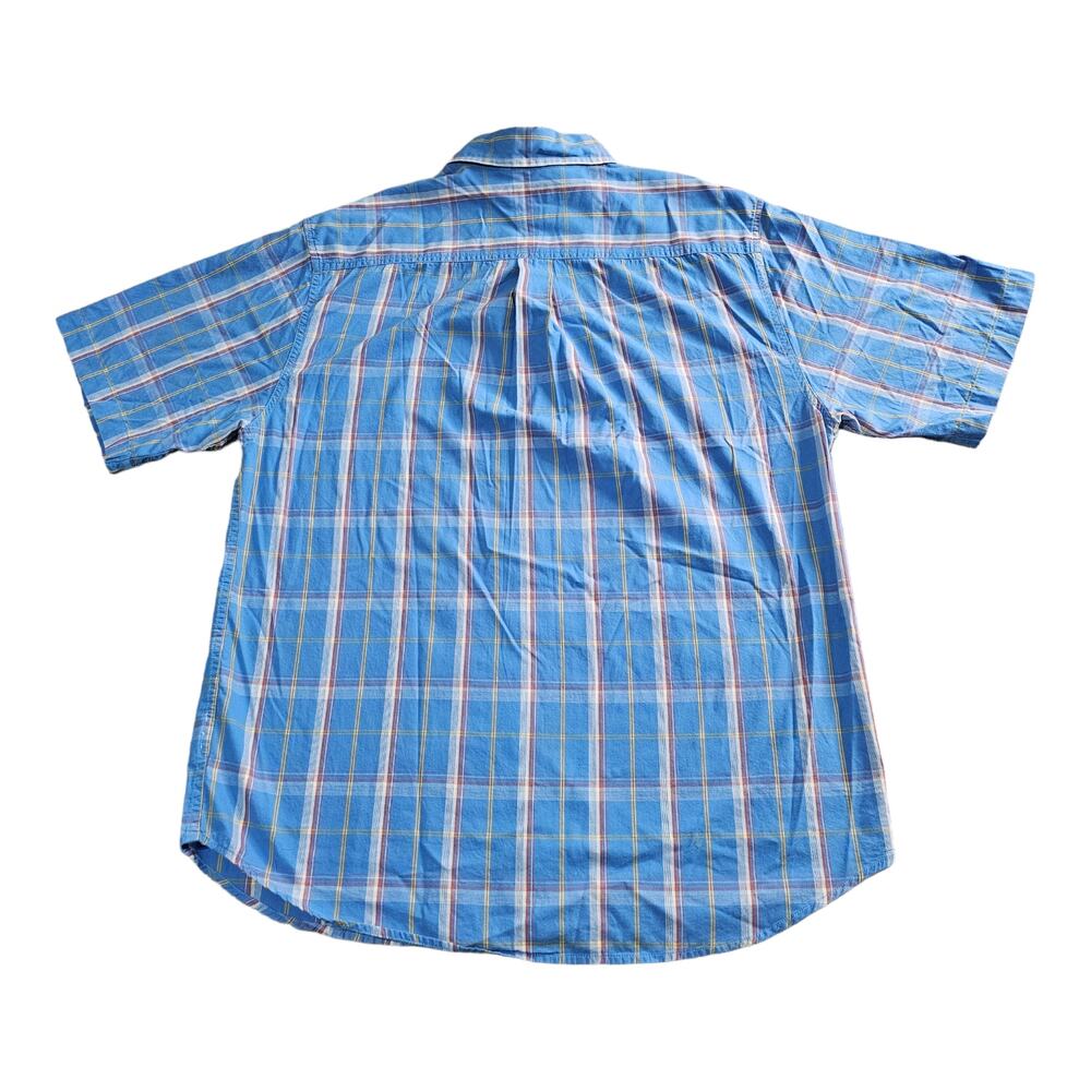 Carhartt Shirt Men's L Blue Plaid Short Sleeve Button Down‎ Pockets Casual Light - Picture 2 of 8